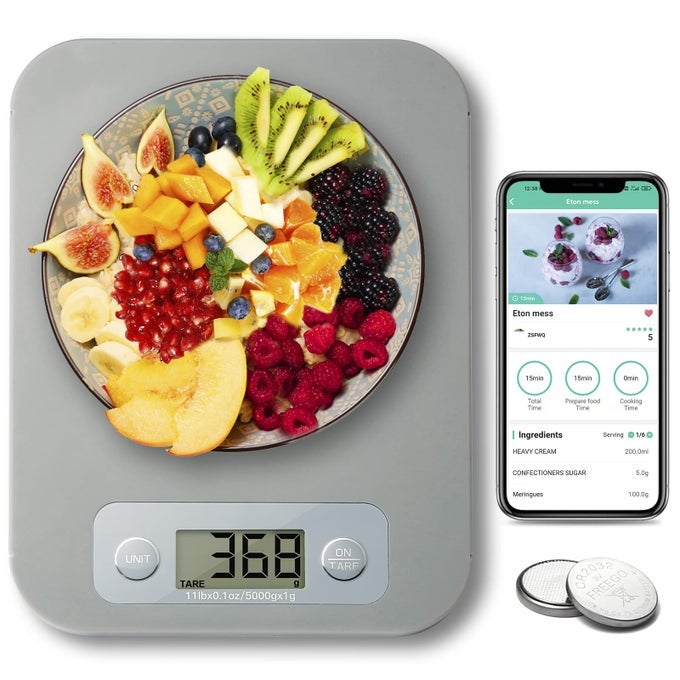 SMART FOOD SCALE FOR CALORIE COUNTING DIGITAL FOOD SCALE WITH NUTRITIONAL CALCULATOR BLUETOOTH FOOD WEIGHT SCALE FOR WEIGHT LOSS DIABETICS MACRO DIET BAKING 3G5KG 01OZ