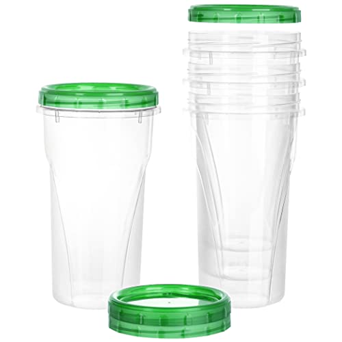 PLASTICPRO 48 Ounce Twist Top Deli Containers Clear bottom With Green Top Twist on Lids Reusable, Stackable, Food Storage Freezer Container Pack of 4 - Image 1