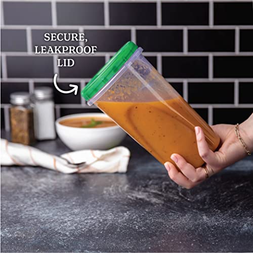 PLASTICPRO 48 Ounce Twist Top Deli Containers Clear bottom With Green Top Twist on Lids Reusable, Stackable, Food Storage Freezer Container Pack of 4 - Image 3