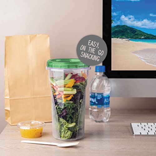 PLASTICPRO 48 Ounce Twist Top Deli Containers Clear bottom With Green Top Twist on Lids Reusable, Stackable, Food Storage Freezer Container Pack of 4 - Image 2