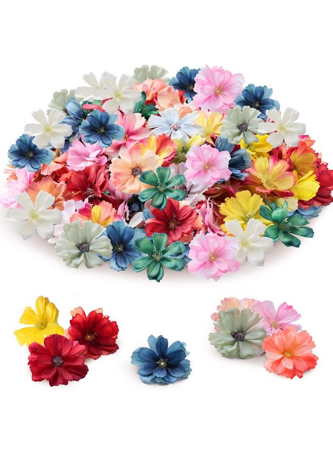 Janinka 120 Pieces Faux Flowers For Crafts Artificial Small Flower Heads Silk Flowers Daisy Peony Mini Fabric Flowers Stemless Small Faux Flowers For Decoration For Home Wedding Party - Image 1