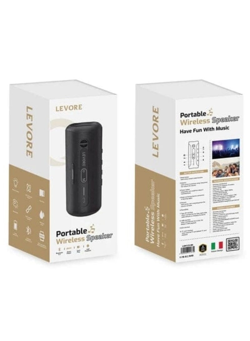 ليفور مكبر صوت لاسلكي LEVORE LSM123_BK بجودة صوت ممتازة - تشغيل موسيقى متعدد الأوضاع وضمان لمدة 64 ساعة - Image 2