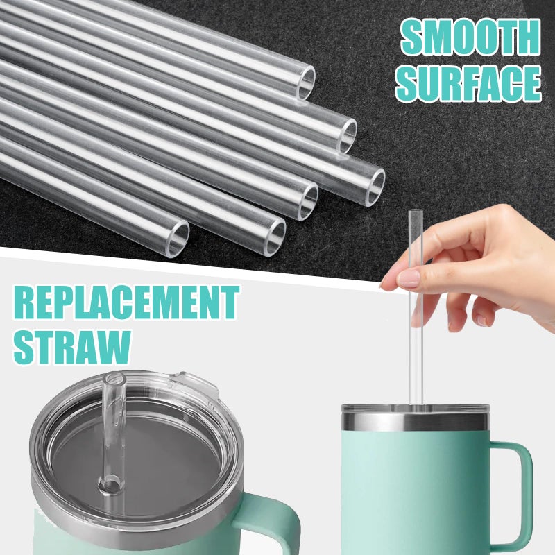 Ullnosoo Straws for Yeti 42 oz Cup, 8Pcs 10.6 Inch Reusable Replacement Straws for 42oz Rambler Tumbler, BPA-Free Hard Plastic Accessories with 1 Cleaning Brush, Ideal for Smoothies, Milkshakes - Image 3
