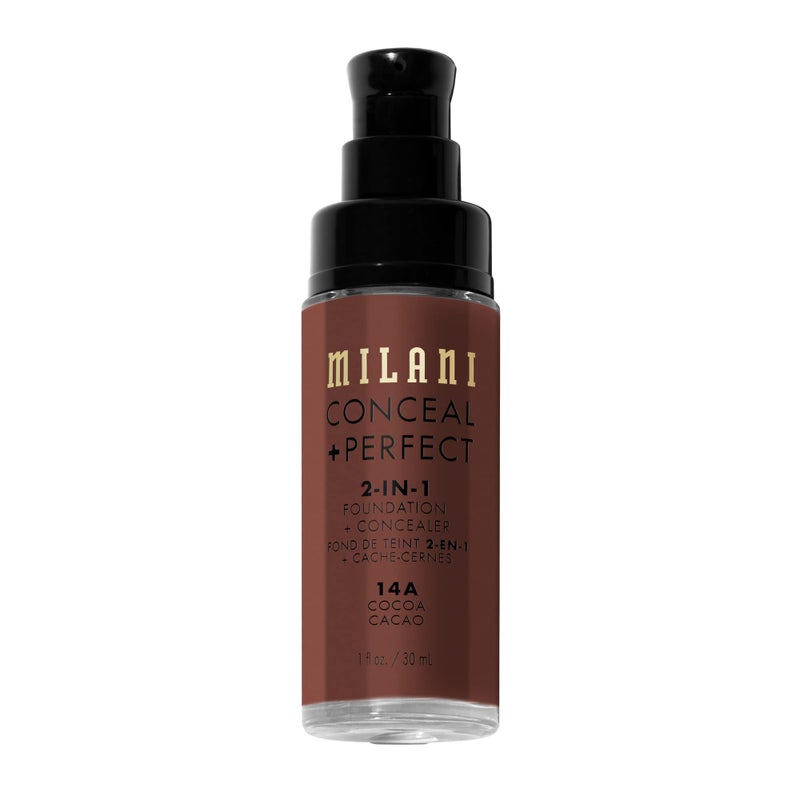 Milani Conceal + Perfect 2-in-1 Foundation + Concealer for a Flawless Complexion, Under Eye Corrector, Cover Redness and Imperfections, Waterproof and Sweatproof - Cocoa - Image 3