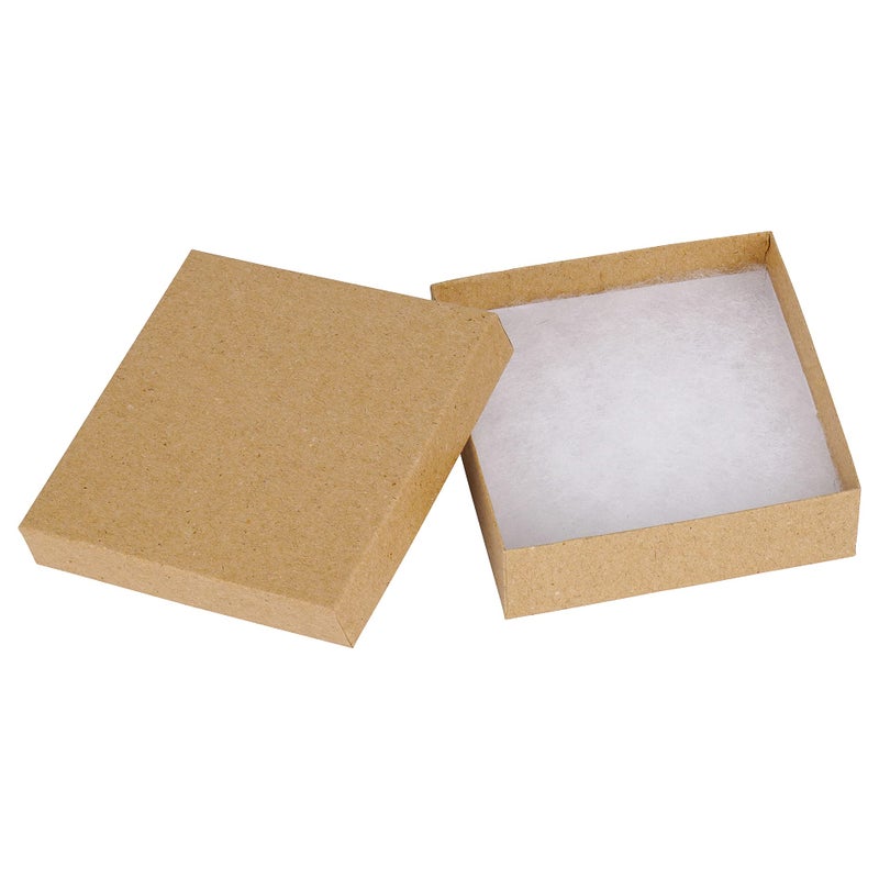 Cardboard Jewelry Boxes 10 Pack  35x35x1 Bulk Cotton Filled Small Gift Boxes with Lids for Jewelry Packaging Kraft