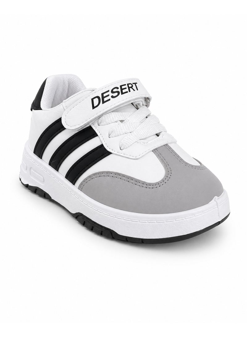 Kid's Leather Fashion Sneakers – Side Colored Design