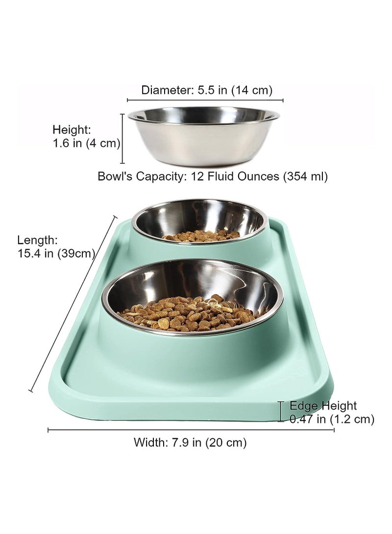 ليموس أوعية طعام للحيوانات الاليفة مضادة للانزلاق وغير قابلة للانسكاب مع حامل حصيرة من السيليكون - أطباق مياه من الفولاذ المقاوم للصدأ قابلة للإزالة للقطط والكلاب الصغيرة - Image 4