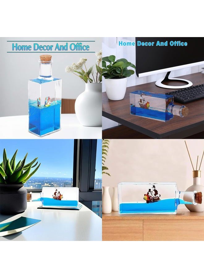 YimiBloss Unsinkable Thousand Sunny Anime Pirate Ship in A Bottle, Floating Ocean Desk Decor, Anime Themed Liquid Motion Decoration, Unique Gift for Fans and Office Home Desk Ornament - Image 5