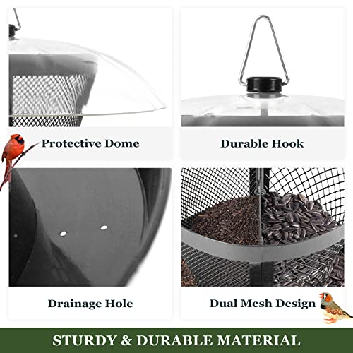 Kingsyard Bird Feeder for Outside, Dual-Use Metal Mesh Wild Bird Feeder with Weatherproof Dome Dual, 2.5 lbs Seed Capacity for Finch Cardinal - Image 4