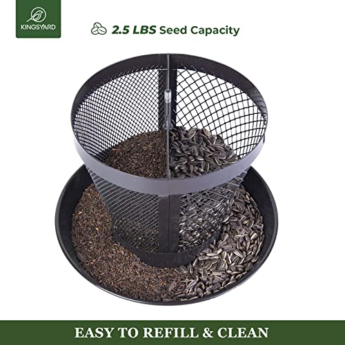 Kingsyard Bird Feeder for Outside, Dual-Use Metal Mesh Wild Bird Feeder with Weatherproof Dome Dual, 2.5 lbs Seed Capacity for Finch Cardinal - Image 5