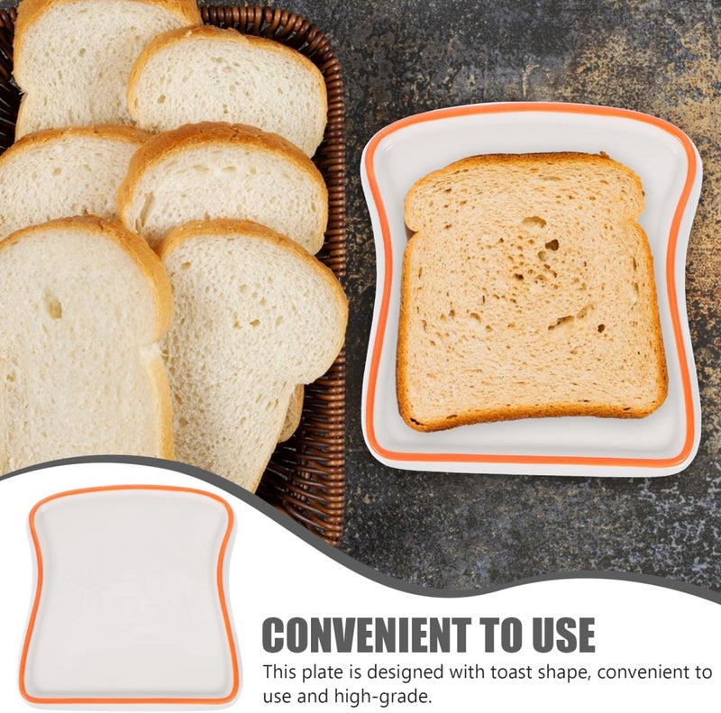 DOITOOL Ceramic Toast Shape Food Plate  688 Inch Dinner Plate White Bread Tray for Breakfast Dessert Salad  Microwave Oven Dishwasher Safe - Image 2