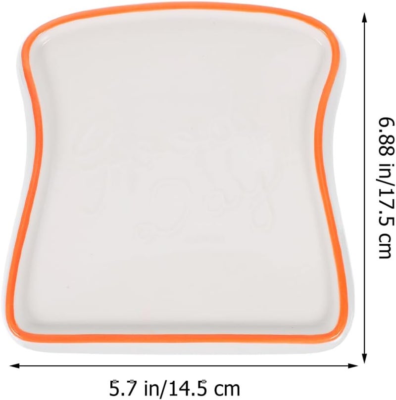 DOITOOL Ceramic Toast Shape Food Plate  688 Inch Dinner Plate White Bread Tray for Breakfast Dessert Salad  Microwave Oven Dishwasher Safe - Image 3