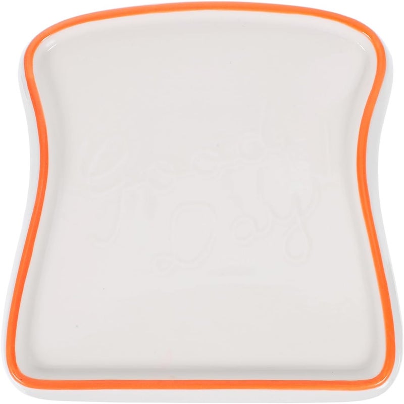 DOITOOL Ceramic Toast Shape Food Plate  688 Inch Dinner Plate White Bread Tray for Breakfast Dessert Salad  Microwave Oven Dishwasher Safe - Image 1