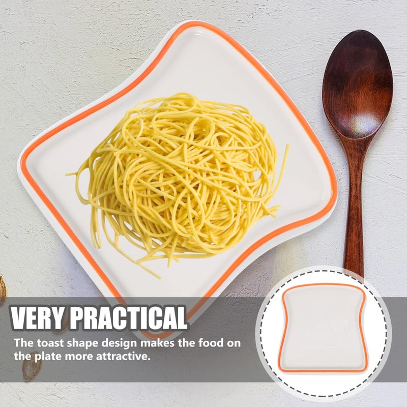 DOITOOL Ceramic Toast Shape Food Plate  688 Inch Dinner Plate White Bread Tray for Breakfast Dessert Salad  Microwave Oven Dishwasher Safe - Image 5