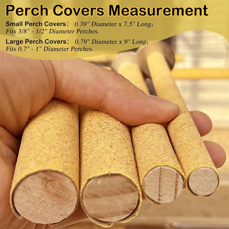 SX 24-Pack Sand Perch Covers for Parakeets Canaries Finches & Other Small Birds, Bird Perch Covers Sandpaper - Image 5