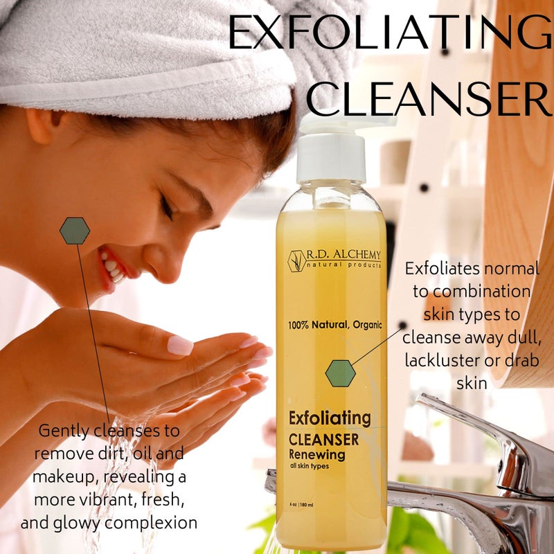 RD Alchemy - 100%  Natural & Organic Exfoliating Cleanser - Natural Face Wash for All skin Types. Sulfate Free, with AHAs Gently Cleanse Dirt, Oil and Makeup as it Exfoliates Dead Skin Making You GLOW! - Image 2