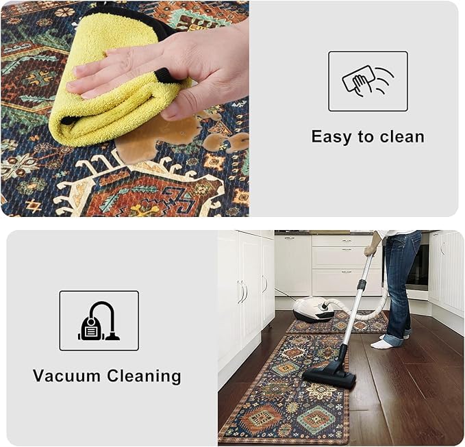 Deoxys 2 Piece Kitchen Mats Set Anti Fatigue Non Skid Kitchen Rugs and Long Runner Sets Waterproof Cushioned Comfort Standing Mats Floor Mat for Kitchen Dining Room White Flower - Image 4