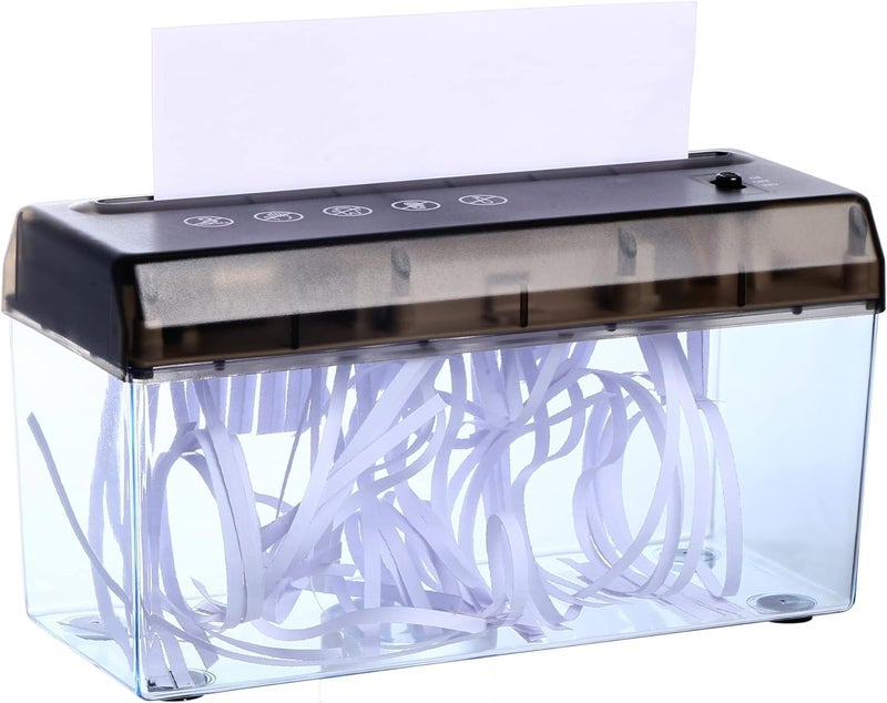 Inditradition Battery & USB Operated A4 Paper Shredder Machine, Compact with Strong Steel Blades, Strip Cut (Black) - Image 1