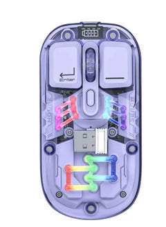 Transparent Wireless Dual-Mode RGB Bluetooth Mouse - Purple