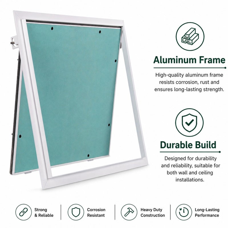 Home Care Manual Access Panel 500x500 mm | Aluminum Frame | Moisture Resistant Gypsum Board | Wall & Ceiling Inspection Door | Heavy Duty - Image 3