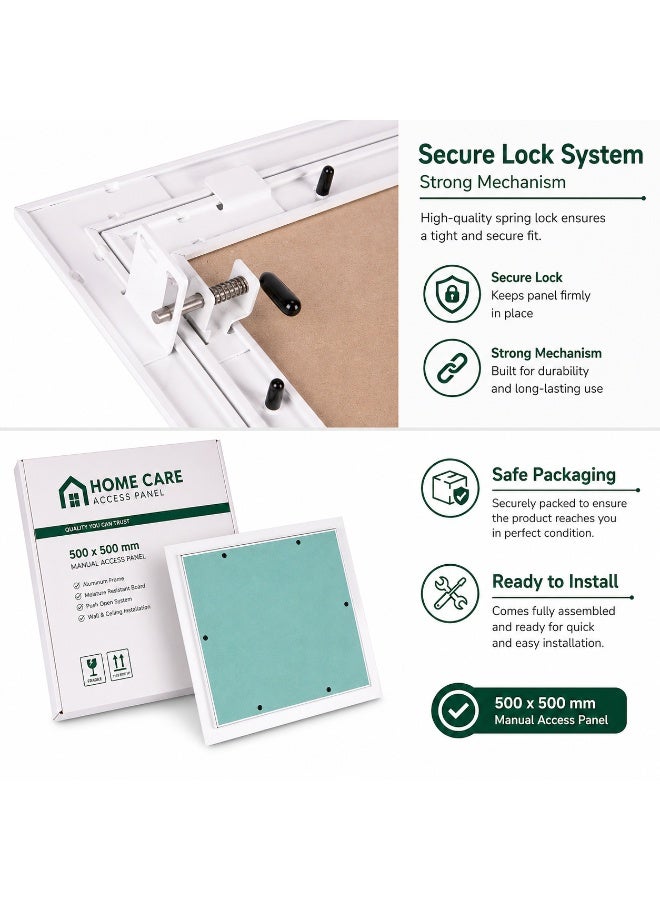 Home Care Manual Access Panel 500x500 mm | Aluminum Frame | Moisture Resistant Gypsum Board | Wall & Ceiling Inspection Door | Heavy Duty - Image 4