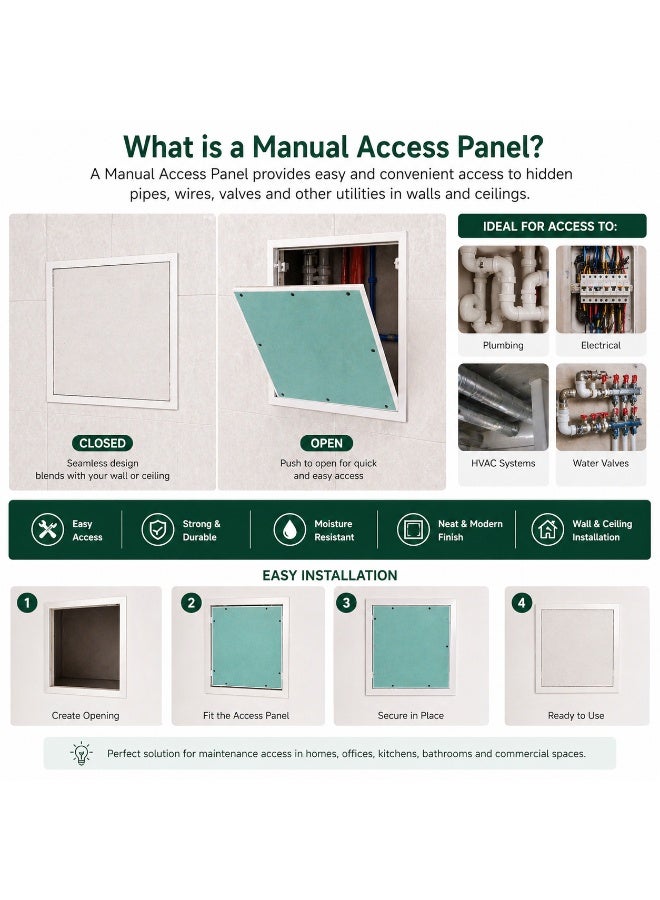 Home Care Manual Access Panel 500x500 mm | Aluminum Frame | Moisture Resistant Gypsum Board | Wall & Ceiling Inspection Door | Heavy Duty - Image 5