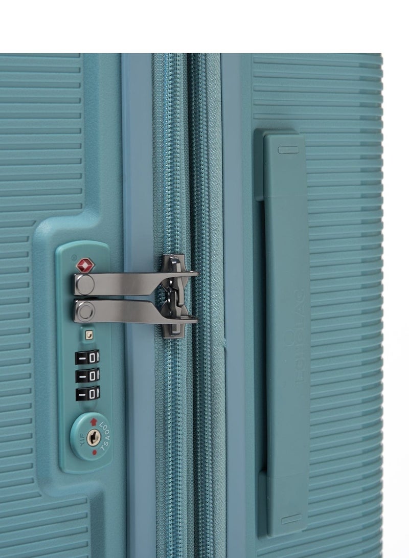 Echolac Pusion 55cm Hardcase Expandable 4 Double Wheel Cabin Luggage Trolley Blue - Image 4