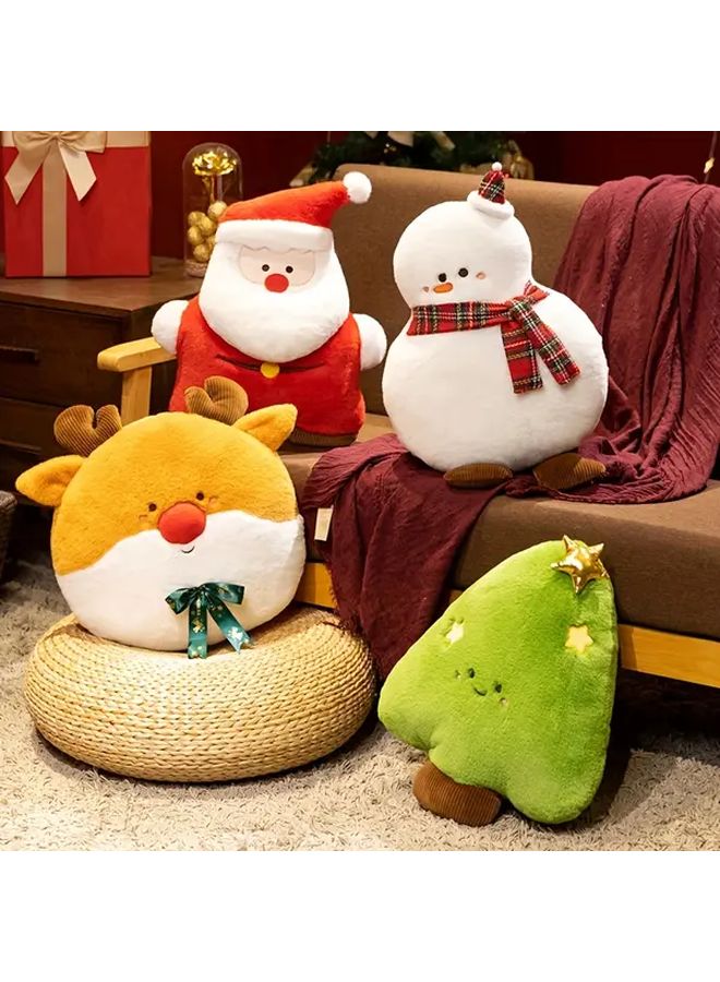 Christmas Tree Plush Snowman Santa Claus Soft Stuffed Toy Red Hat Scarf Home Decor Pillow - Image 2