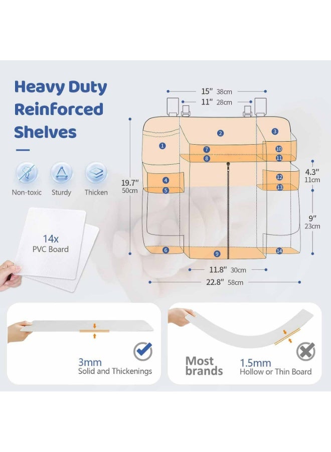 Hanging Diaper Organizer for Nursery, Large Capacity Baby Storage Rack with 14 Reinforced Boards, Multiple Hanging Options, Non-Toxic and Durable Material, Off-White - Image 4