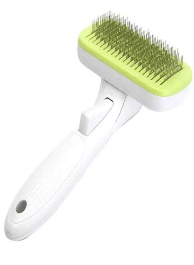 Petlicious & More (White Green) Pet Grooming Brushes Set Self-Cleaning Slicker Brush and Massage Brush for Dogs and Cats Easy to Clean Pet Deshedding Grooming Tools for Long haired to Short haired - Image 3