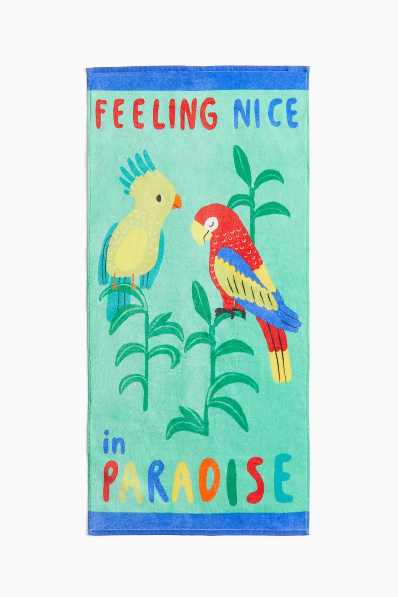 اتش اند ام منشفة للحمام مزينة بنقوش