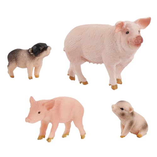 DOYIFUN 4 Pcs Realistic Farm Pig Animals Model Figure Toy SetBarn Farm Pig Figurines Collection Playset with Farm Keepers Preschool Science Educational Learn Cognitive Props - Image 1
