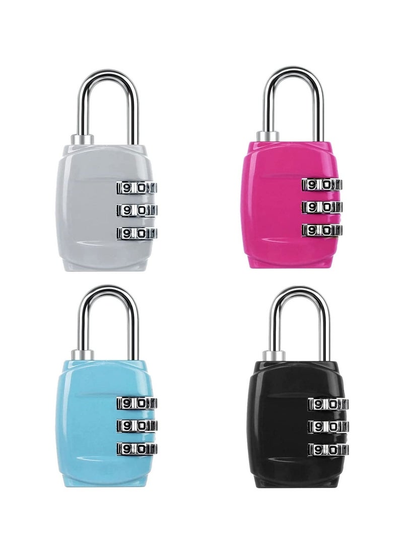 Generic - Luggage Locks Combination Padlocks, 3 Digit Combination Padlock Codes with Alloy Body Mini Small Combination Lock Trolley Luggage Padlock Gym Lockers Travel Bag Suit Case Bike Locks (4 pcs) - Image 1