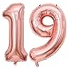 Lovoir Rose Gold 19 Number Balloons 40 Inch Giant Number 19 Balloons Foil Mylar Helium Rose Gold Number Balloons for 19th Birthday Party Supplies Anniversary Event Celebration Decorations - Image 2