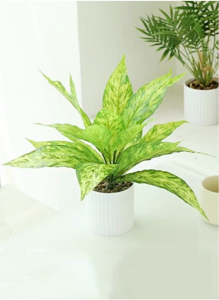 Kutis 1-Piece Artificial Plant with Pot for Home Garden Decor White/Green 32x28 cm  - Image 1