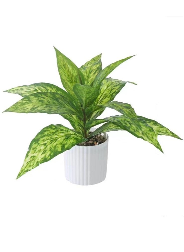 Kutis 1-Piece Artificial Plant with Pot for Home Garden Decor White/Green 32x28 cm  - Image 2
