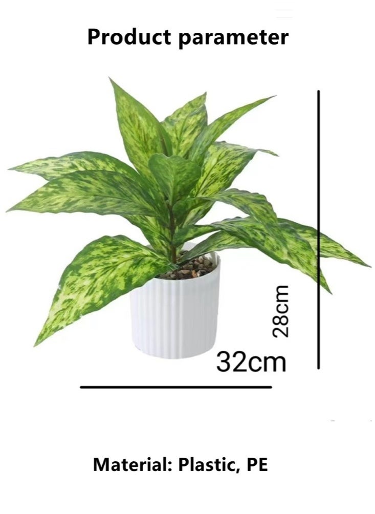 Kutis 1-Piece Artificial Plant with Pot for Home Garden Decor White/Green 32x28 cm  - Image 4