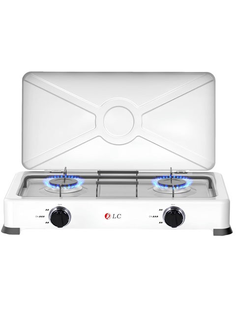 2-Burner Gas Stove with Cover & Auto Ignition | Extra Large Burner | Easy to Clean