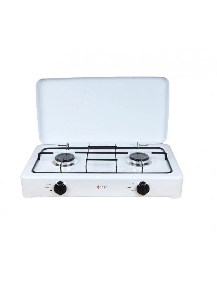 2-Burner Gas Stove with Cover & Auto Ignition | Extra Large Burner | Easy to Clean