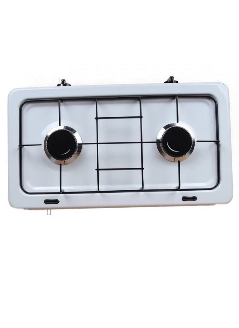 2-Burner Gas Stove with Cover & Auto Ignition | Extra Large Burner | Easy to Clean
