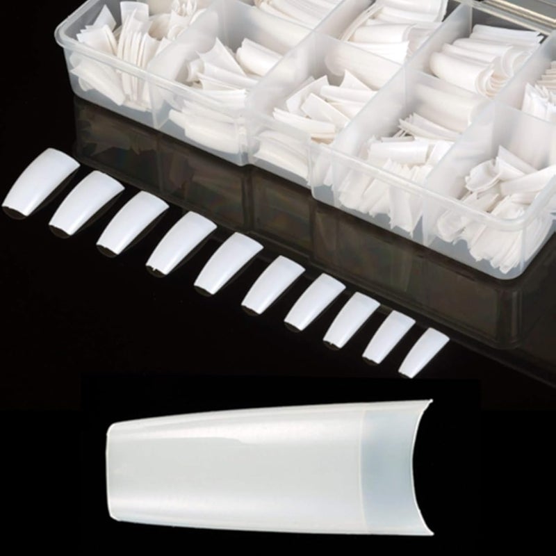 100Pcs French False Nail Tips Fake Full Cover Artificial Acrylic Nails Extension Tips with Storage Box 10 Size for Nail Salon or Home Use by Mpnetdeal (ALAMOND)
