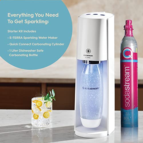 SodaStream E-TERRA Sparkling Water Maker (White) with CO2 and Carbonating Bottle - Image 3