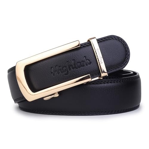 Highlark Auto Lock Belt for Men | Leather Ratchet Belt with Automatic Buckle | Adjustable Fit | Formal & Casual Wear - Image 1
