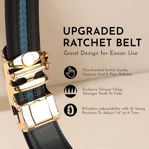 Highlark Auto Lock Belt for Men | Leather Ratchet Belt with Automatic Buckle | Adjustable Fit | Formal & Casual Wear - Image 4