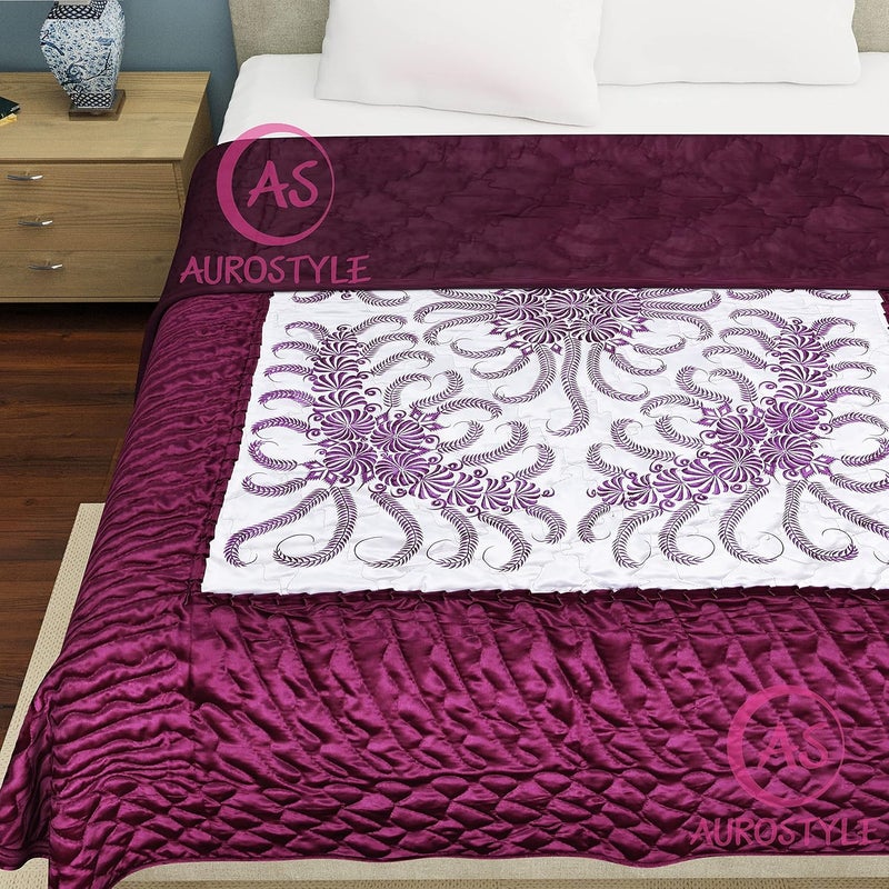AUROSTYLE 210 GSM Pure Satin Fabric Machine Stitching Jaipuri Traditional Floral Print Jaipuri RajaiQuilt - Image 5