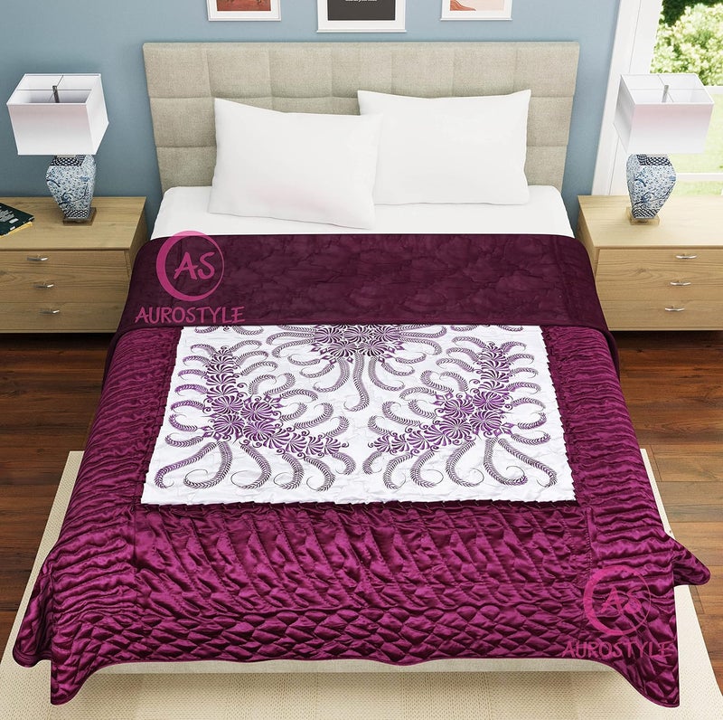 AUROSTYLE 210 GSM Pure Satin Fabric Machine Stitching Jaipuri Traditional Floral Print Jaipuri RajaiQuilt - Image 4