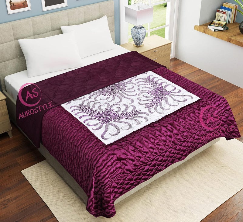 AUROSTYLE 210 GSM Pure Satin Fabric Machine Stitching Jaipuri Traditional Floral Print Jaipuri RajaiQuilt - Image 3