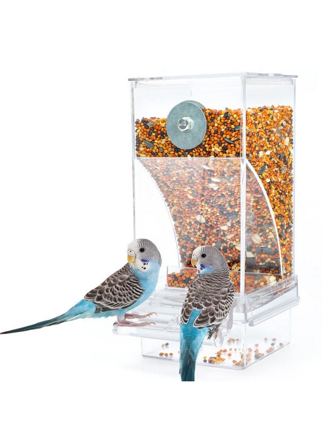 Rypet No Mess Automatic Bird Feeder Transparent Food Container Cage Acrylic Parrot Feeder Accessories for Small Birds Parrot Cockatoo Canary - Image 1