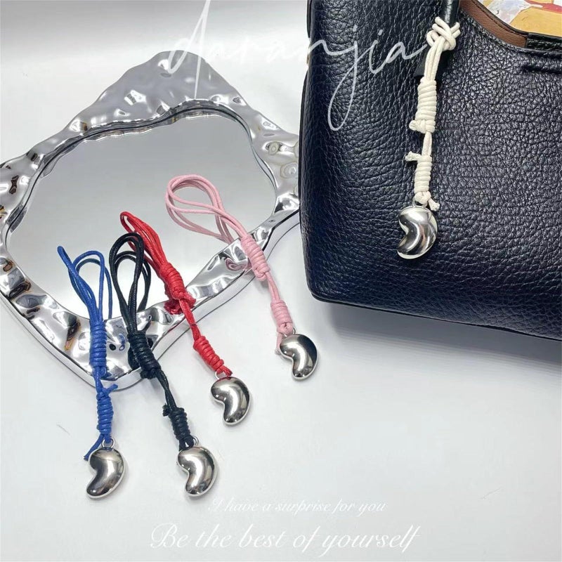Handmade Leather Cashew Keychain Black With Sturdy Metal Accents Bag Charm For Keys Backpacks Outdoor Accessories - Image 5