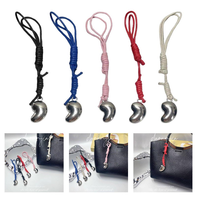 Handmade Leather Cashew Keychain Black With Sturdy Metal Accents Bag Charm For Keys Backpacks Outdoor Accessories - Image 2